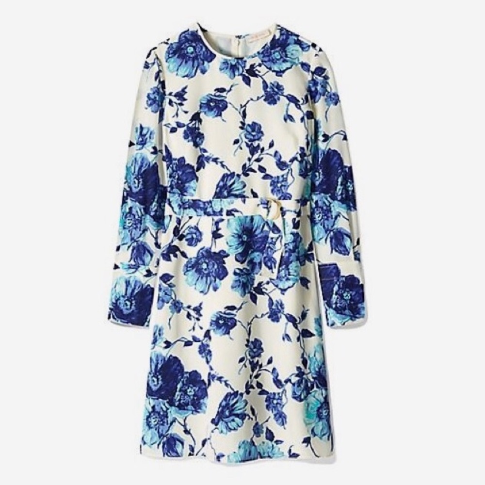 Tory Burch Silk Floral Dress With Belt